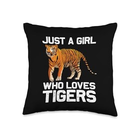 Best Tiger Gift Tiger Animal Accessories & Stuff Funny Girl Art for Women Mom Lover Animal Tiger Throw Pillow, 16x16, Multicolor