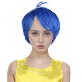 MAGQOO Blue Wigs for Women Girls Short Straight Vibrant Blue Wig Sleek Pixie Cut Blue Anime Cosplay Wig