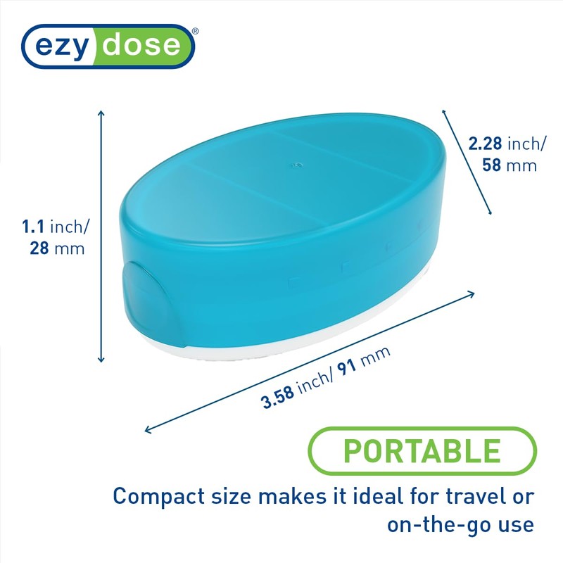 EZY DOSE Daily Oval Pill Case, Easy to Use Design,