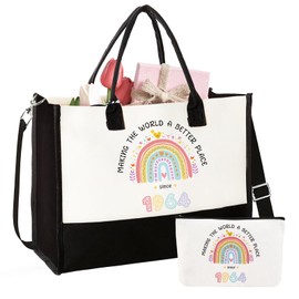 4MELLY 60th Birthday Gifts for Women Canvas Tote Bag Unique Birthday Gifts Set for Mom Wife Grandma 60 Years Old Gifts for Her