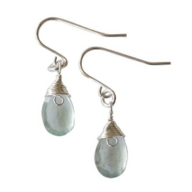 Designs by Nature Gems Aquamarine Drop Earrings in Sterling Silver for Women, Made in Canada