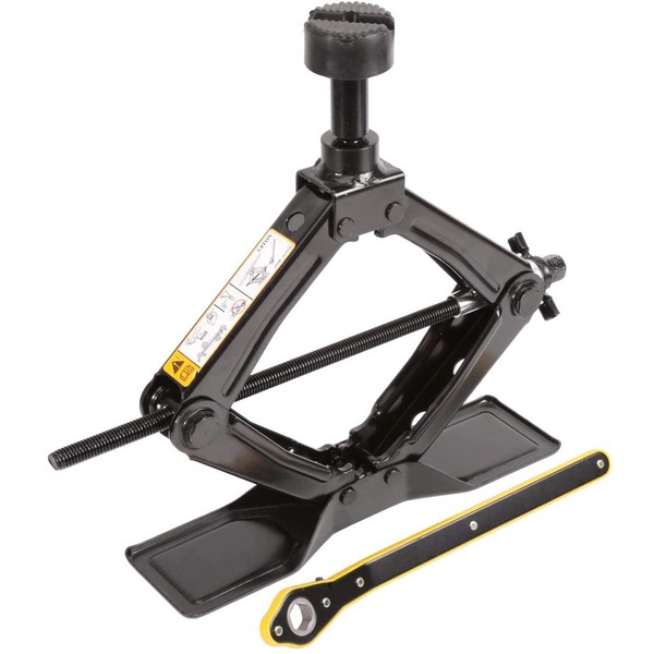LEAD BRAND Scissor Jack is a Fast and Labor-Saving Design, Load 1.8 tons(3968lbs), Maximum Height is 16.54 inches. The Bottom is Enlarged, The top Steel Column can be Disassembled