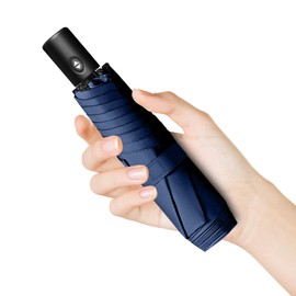 Trenovo Automatic Travel Mini Umbrella, Compact Folding Small Pocket Umbrellas for Purse Wallet, UV Sun Rain Protection, Lightweight Portable Design Fits in Backpack for Women Men Kids (Navy Blue)