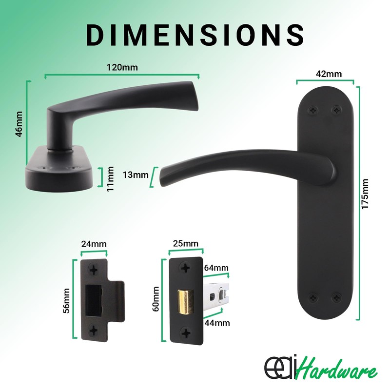 EAI Black Door Handle & Latch Set - 1 Pair