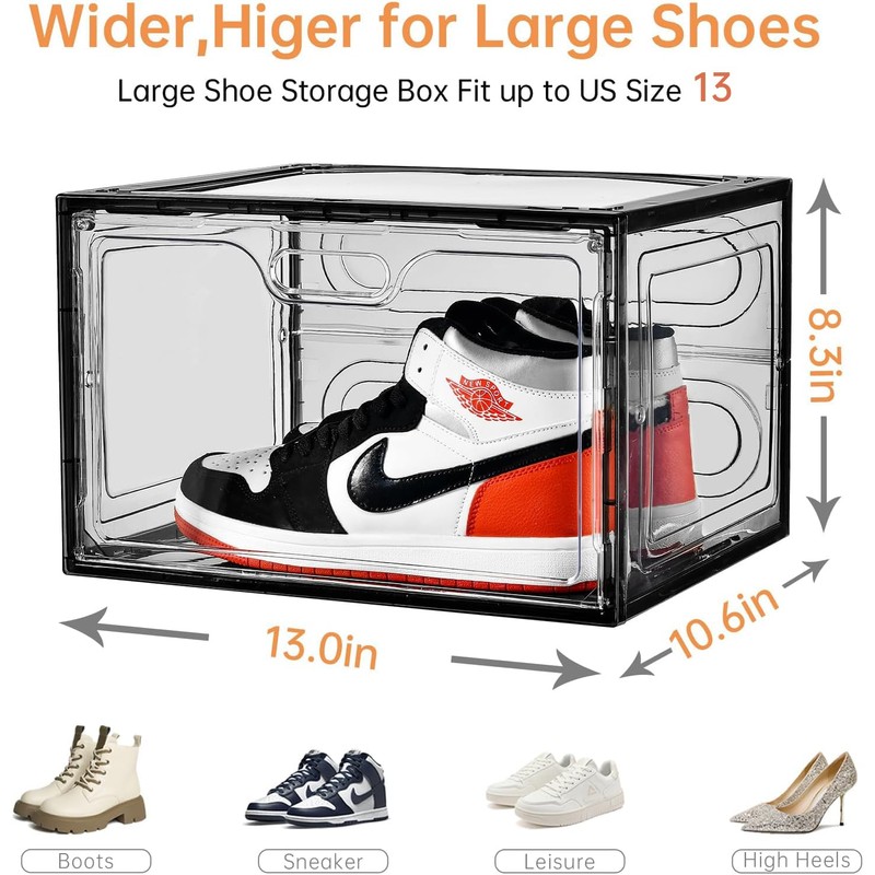 Amllas New Gray 8 Pack Shoe Boxes Stackable, Large Shoe