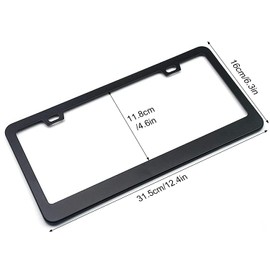 2 Pieces Porta Placas para Auto Acero Inoxidable Marco Universal De MatríCula La Placa del AutomóVil Orificios FáCil Bloqueo Auto, Metal License Plate Frame Proteger Y Decorar Matricula (Black)