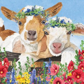20 Servietten Tiermotive Schafe am Blumenzaun als Tischdeko. Papierservietten mit Motiv. Auch für Decoupage und Serviettentechnik 33x33cm