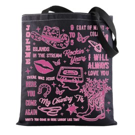 BWWKTOP Country Song Canvas Tote Bag Country Music Lover Gift Country Album Shoulder Bag Country Festival Merchandise (coat of many BL)
