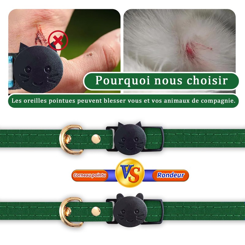 Qianruida Leather Cat Collar Quick Release Kitten Collar Cat Collars