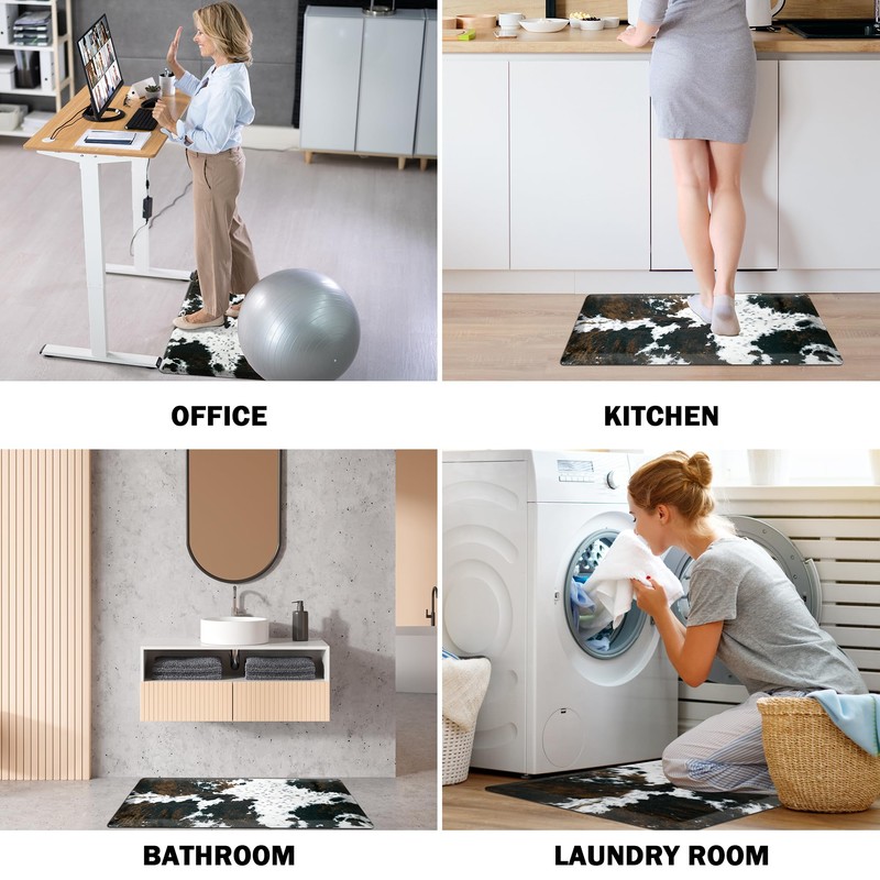 Tyrot Cowhide Kitchen Mat Cushioned Anti Fatigue - 4/5 Inch