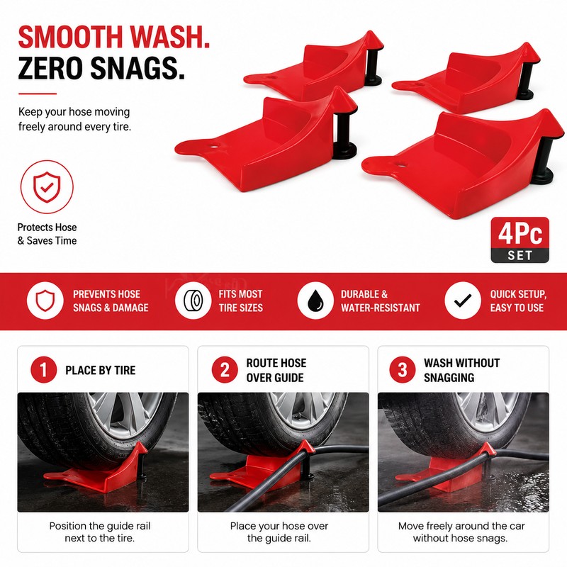 4-Pack Tire Hose Guide Wedges for Car Washing – Portable