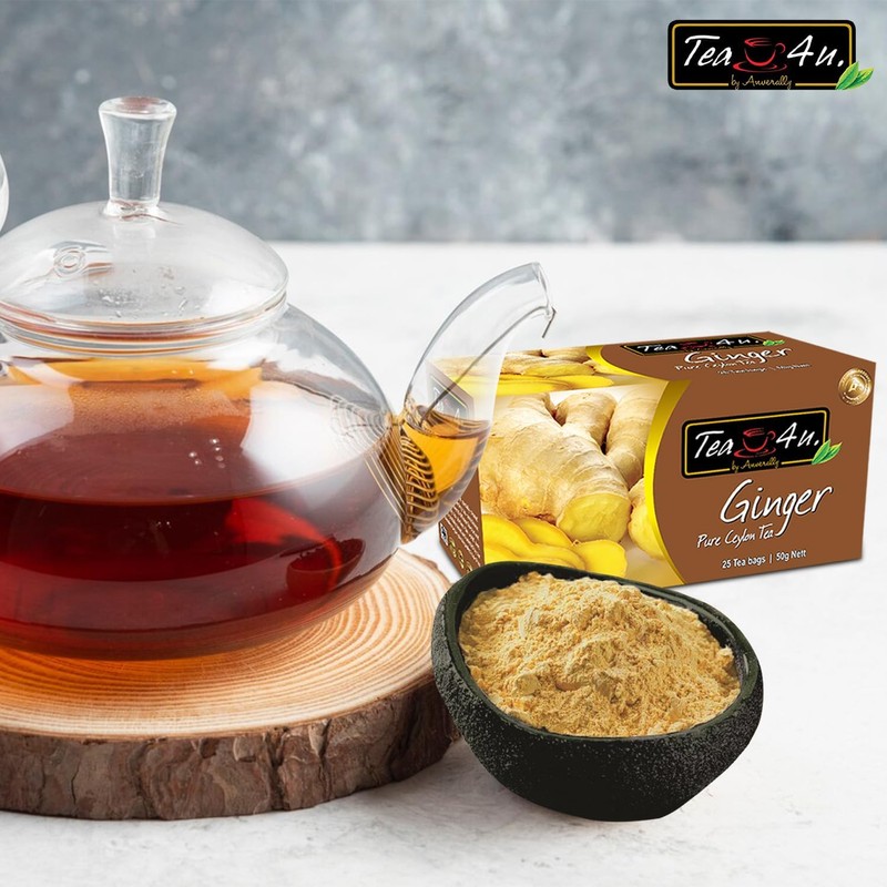 Tea4U Flavored Black Ceylon TeaBags (Ginger) - Ideal Quality from