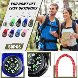 Brújula para niños de senderismo y supervivencia, brújulas pequeñas y mini de bolsillo, llavero con cordón, juego de juguetes para fiestas de Boy Scou