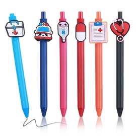 cobee 6PCS Cute Nurse Pens, Funny Nursing Pens 0.5mm Retractable Pens Nurse Accessories for Nurses Medical Assistants Students Essentials Workers Nurse Week Appreciation Gifts