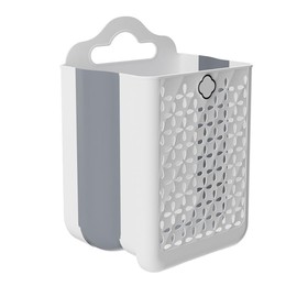 Collapsible Laundry Hamper, Household Foldable Dirty Wall Hanging Multi-functional Hollow Storage Basket Large Capacity Storage Bucket, Plastic Collapsible Hanging Laundry Baskets with Carry Handle