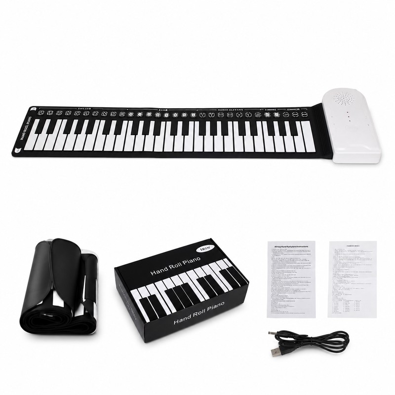 49-Key Roll Up Piano Keyboard for Beginners – Portable Foldable