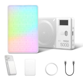 Godox MA5R RGB LED Phone Light, 1800-10000K Pocket Vdieo Panel Light,14 FX Effects, 4900mAh Battery, Magnetic Dual-Side Lighting&LCD Display