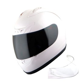 1Storm New Motorcycle Bike Full Face Helmet JH901 Glossy White + One Extra Clear Shield
