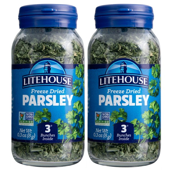Litehouse Freeze Dried Parsley - Substitute for Fresh Parsley, Jar Equal to 3 Parsley Fresh Bunches, Organic, Parsley Seasoning, Non-GMO, Gluten-Free - 0.30 Ounce 2-Pack