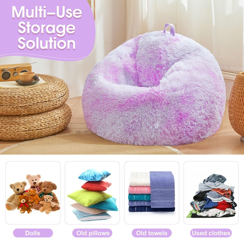 Tie Dye Purple faux fur bean bag chair covers (No