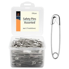 250pcs Safety Pins, 45mm Safety Pins Bulk, Rust Resistant, Heavy Duty Variety Pack, Perfect for Clothes, Crafts, Sewing, Pinning and More