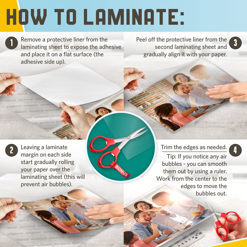 Textured Self Adhesive Laminating Sheets, Smooth Satin Finish, 9 x