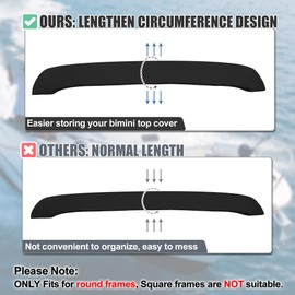 X AUTOHAUX 4 Bow Bimini Top Storage Boot Cover Waterproof Boat Bimini Storage Bag 600D Polyester Canvas No Frame Sun Resist Black 97"-103" Width