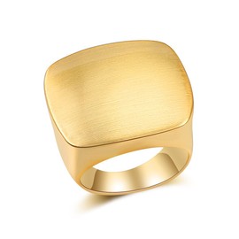Mytys Statement Chunky Ring Square Gold Plated, Minimalist Modern Geometric Dome Fashion Rings for Women, Trendy Oversized Band Ring Jewelry Gift (Gold, 7)