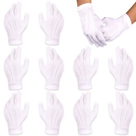 DADERXY 5 Pairs White Gloves Men, White Gloves Women Costume for Marching Band, Parade, Cosplay and Formal