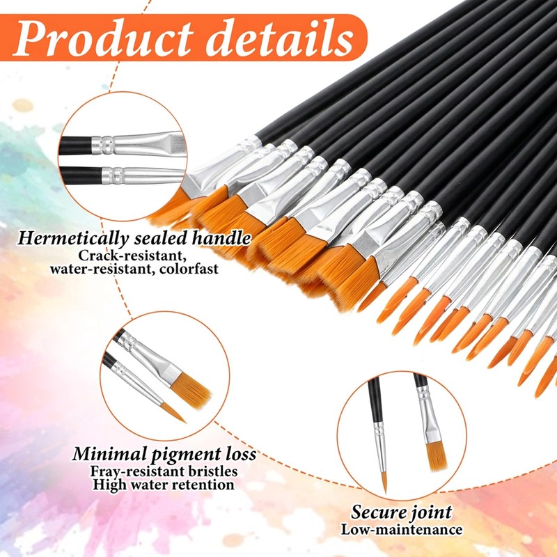 DOPENSPI 40PCS Paint Brushes Set, Nylon Hair Paint Brushes