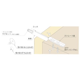 Murakoshi Seiko Y90100081 Push Latch M1 Short, Set of 2, Magnet, Magnetic, Acceptable, Black, Made in Japan