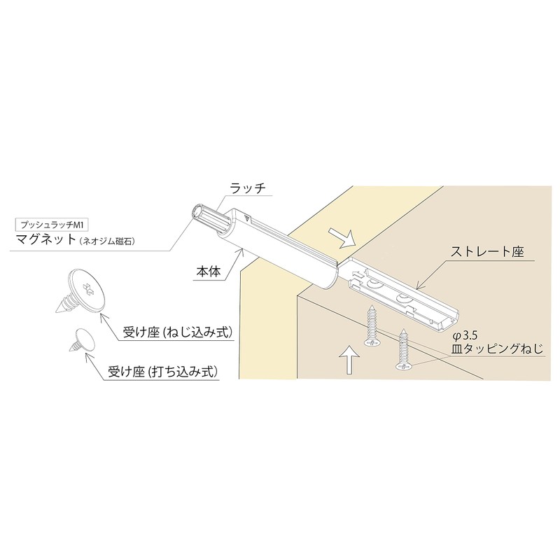 Murakoshi Seiko Y90100081 Push Latch M1 Short, Set of 2,