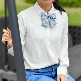 Pajaritas preatadas japonesas para niña escolar, uniforme de oficina, corbatín kawaii para mujer, para cosplay, WBT6, Cuadros azules, Talla única