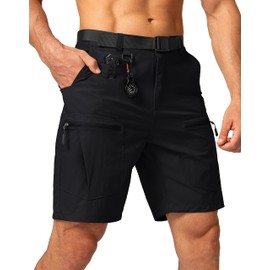G Gradual Men's Hiking Cargo Shorts Stretch Quick Dry Outdoor Tactical Shorts for Men with Multi Pocket for Fishing Casual(Black,M)