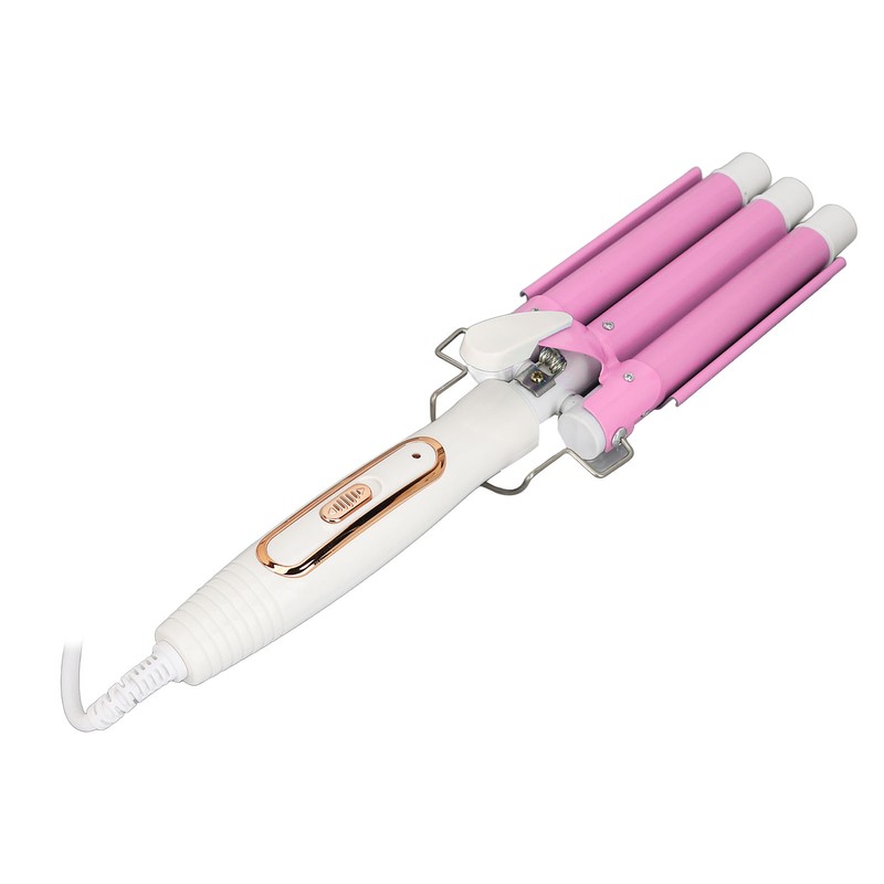 3 Barrel Curling Iron Wand Ceramic Glaze Coating Adjustable Frizz