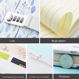 Mruiks NPN112 A5 PU Leather Spiral Bound Notebook Diary with Lock Pen Not Included A5 Size Bird Design