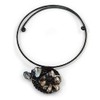 Avalaya Black Shell Component, Acrylic Bead Floral Pendant Flex Wire