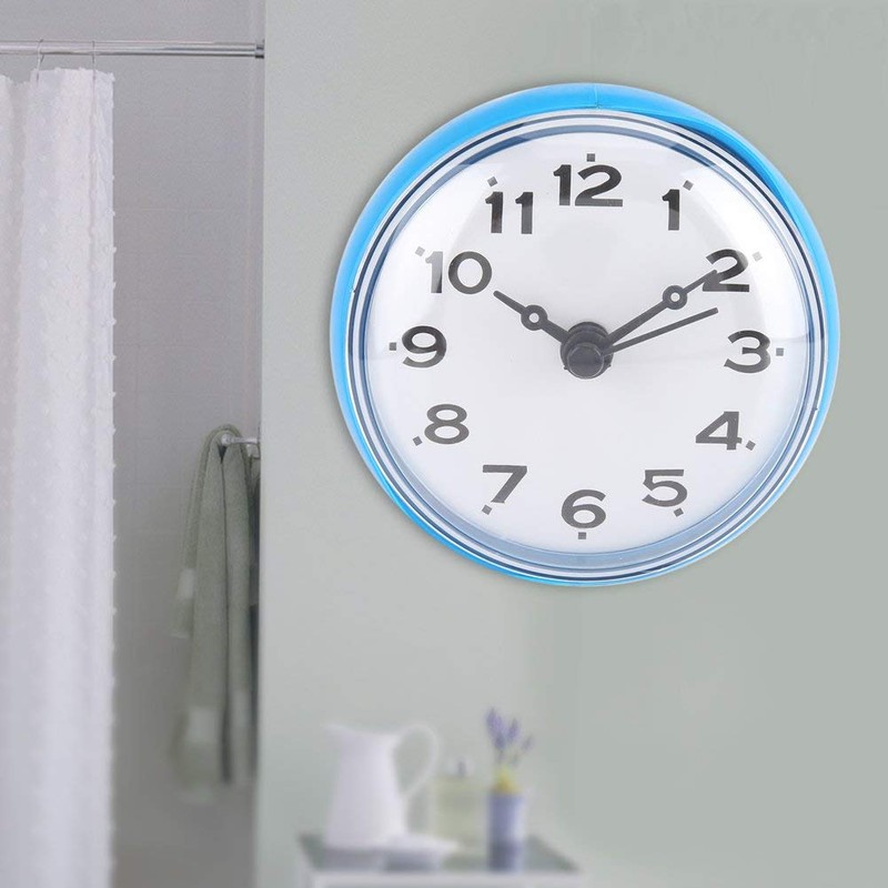 Suction Cup Waterproof Round Mini Wall Clock Decoration For Bathroom