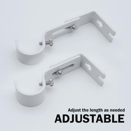 Curtain Rod Brackets Adjustable, 4 Pack Premium Rod Brackets for Wall, Curtain Rod Holder, Drapery Rod Holders Hardware Window Curtain Rod Support Hanger for 1 Inch Rod, White