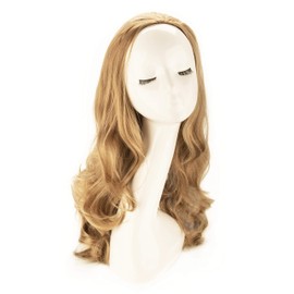 Bombshell Hair Extensions 3/4 Half Head Wig Hair Piece 24 inches Heat Resistant Synthetic Long Curly Thick Wig for Daily Party (M19 DARK GOLD BLONDE)