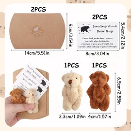 AXERHK Worry Bear, Pocket Hug, 2 Pack Soft Toy Pocket Bear, Sending You Hug Love Token, Cute and Fun Pocket Bear Hug and Special Encourage Gifts for Family Friends Lover Birthday Graduation