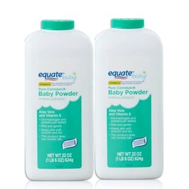 Pure Cornstarch Baby Powder Bundle. Includes Two 22oz Canisters of Equate Hypoallergenic Pure Cornstarch Baby Powder with Aloe Vera and Vitamin E...  