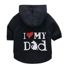 Pet Clothes, Dog Hoodies Shirt I Love My Dad Puppy Sweatshirt for Small Dog Cat (L, Black)