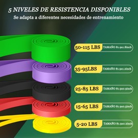 AMIARYA 12pcs Bandas de Resistencia,Bandas de Resistencia de Látex Natural,con Cuerda de Saltar, 2 Hebillas de Escalada,Tope de Puerta y 2 Asas Cortas,para Ejercicio Corporal Total, Pilates y YOG