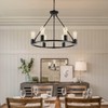 Senyshilon Black Chandelier, 6-Light Dining Room Light Fixture, Round Farmhouse