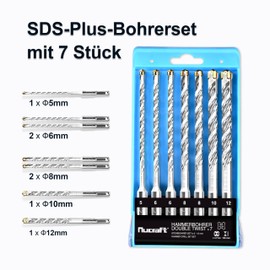 Nucraft Concrete Drill Bit Set 7-Piece SDS-Plus 160 mm - 4-Cutting Industrial Quality with Multi-KVS Helix Groove Carbide Cutting Edge - Industrial Quality for Concrete, Granite & Stone