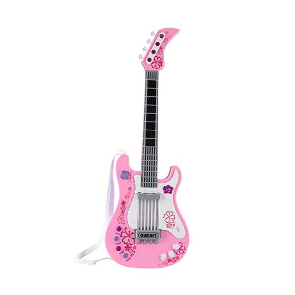 Guitar Toy, Multifunctional Bass Guitar Toy Children Light Musical Instrument Toy for Kids(Pink) Other Children'S Outdoor Toys