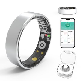 Smart Rings for Women Men,Fitness Tracker Ring,Heart Rate,Blood Oxygen,Blood Pressure,Step Tracker,Sleep Monitoring,No Subscription Fee,IP68 Waterproof Smart Ring for iphone&Android,Size Kit(Silver10)