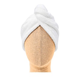 Dazzle Collection® 100% COTTON Hair Turban Towel Dry Hair Towel Wrap Lightweight Turban Cap with Loop and Button Fastener Absorbent Dry Hair Quickly for Women White