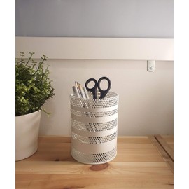 Produco Metal Mesh Pen Pencil Cup Holder Stand Office Desk Organizer Stationery Caddy , White (Large)